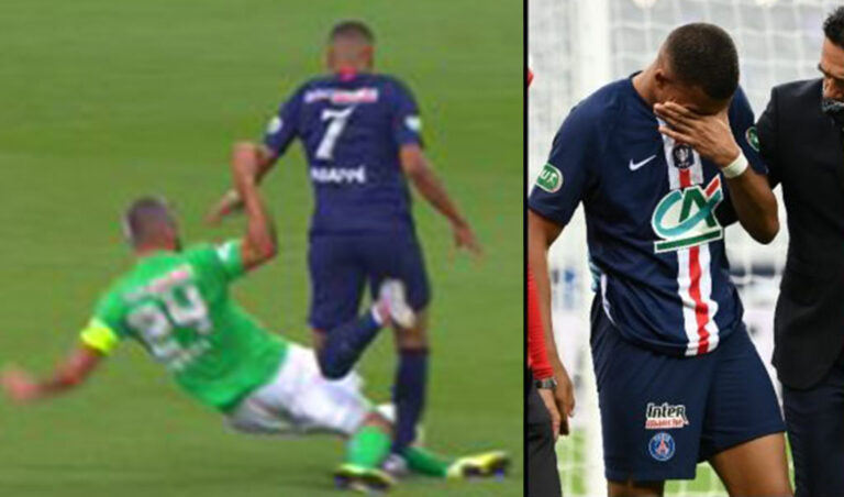 Kylian Mbappé salió llorando de la cancha tras recibir brutal falta en final de la Copa de Francia [VIDEO]