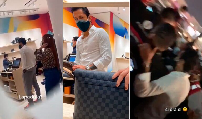 Gianluca Lapadula salió de un centro comercial con seguridad en medio de un tumulto de hinchas