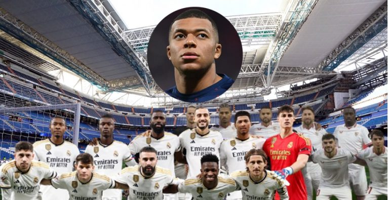 Kylian Mbappé y los jugadores del Real Madrid y Sevilla