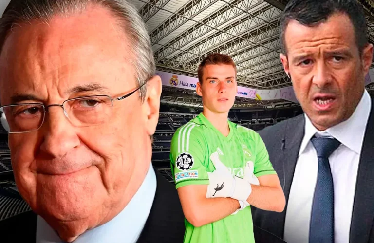 Florentino Pérez, Andriy Lunin y Jorge Mendes