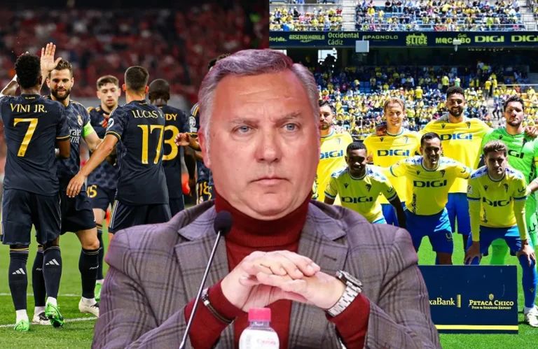 Medina Cantalejo y jugadores del Real Madrid y el Cádiz