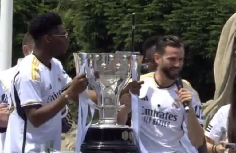 Nacho durante la celebración en Cibeles