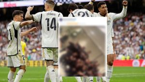 Se filtra una imagen del vestuario del Real Madrid celebrando LaLiga: 'zasca' a Xavi