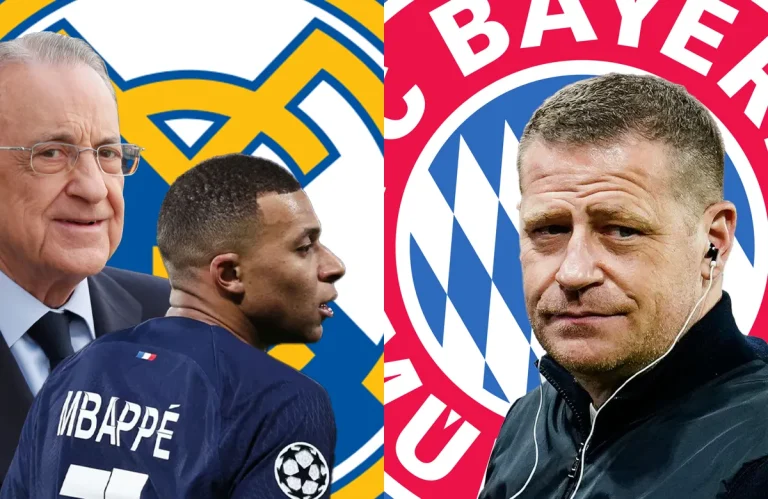 Florentino Pérez, Kylian Mbappé y Max Eberl