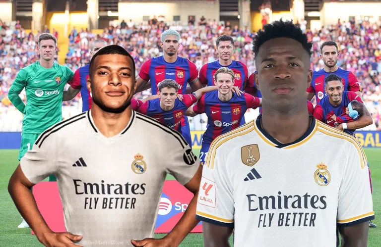Kylian Mbappé, Vinícius Júnior y once del Barcelona