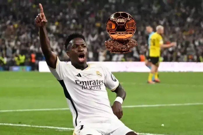 Vinicius celebrando su gol en la final de Champions