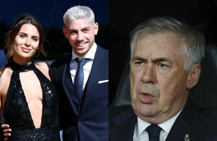 Mina Bonino, Fede Valverde y Carlo Ancelotti.