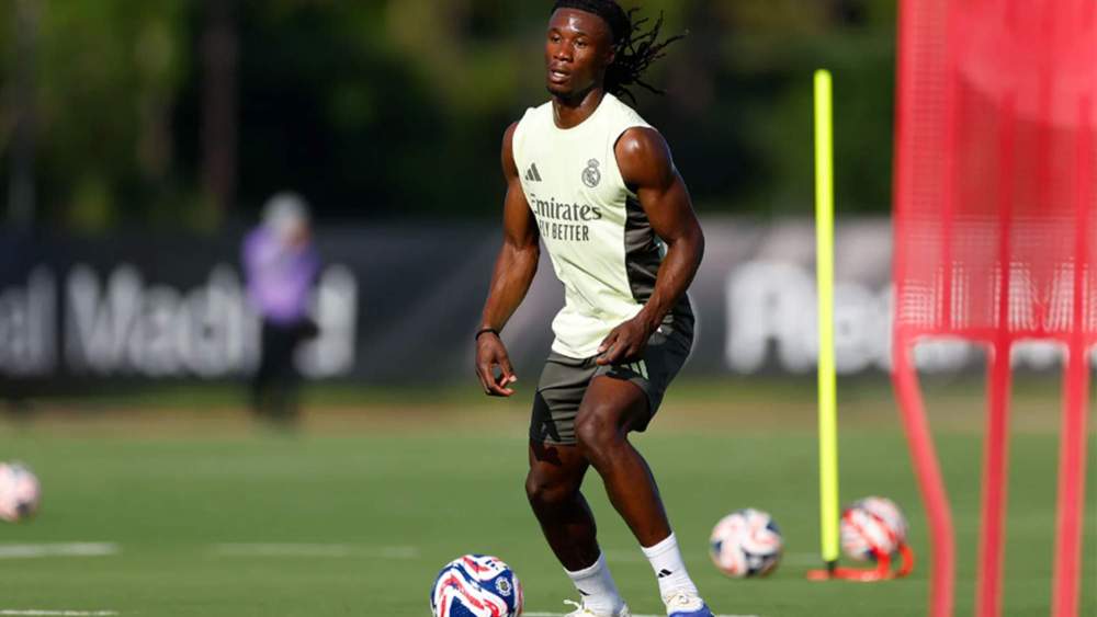 Eduardo Camavinga durante un entrenamiento con el Real Madrid. Eduardo Camavinga durante un entrenamiento con el Real Madrid.