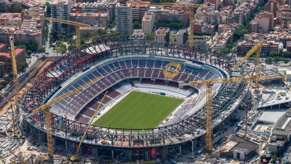 Una vista de pájaro del estado actual de las obras del Spotify Camp Nou Una vista de pájaro del estado actual de las obras del Spotify Camp Nou