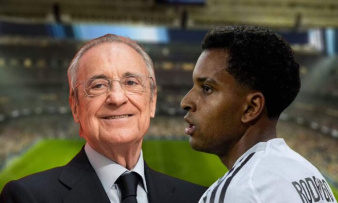 Florentino Pérez, Rodrygo Goes y el Santiago Bernabéu.