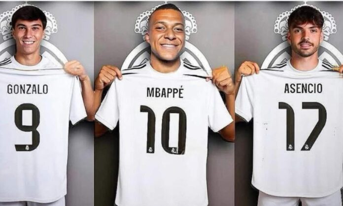 Gonzalo García, Kylian Mbappé y Raúl Asencio estrenarán número con el Real Madrid para el próximo curso.