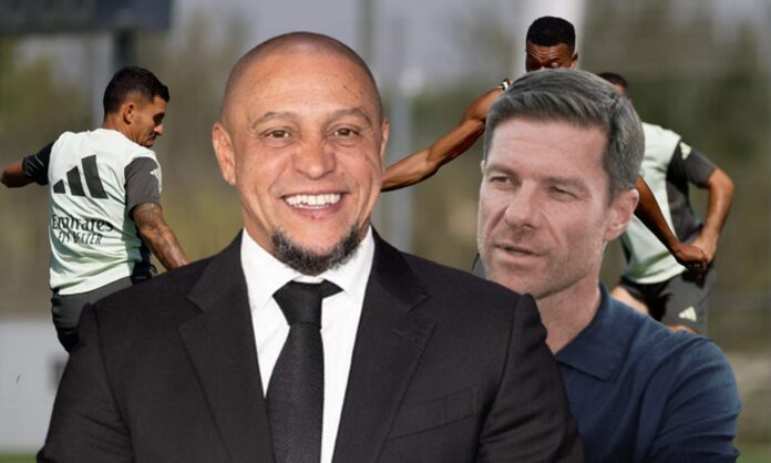 Roberto Carlos, Xabi Alonso y una foto de un entrenamiento del Real Madrid. 