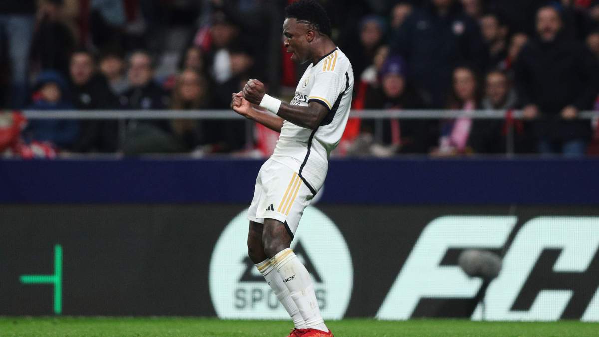 Vinicius celebrando una acción en el Metropolitano