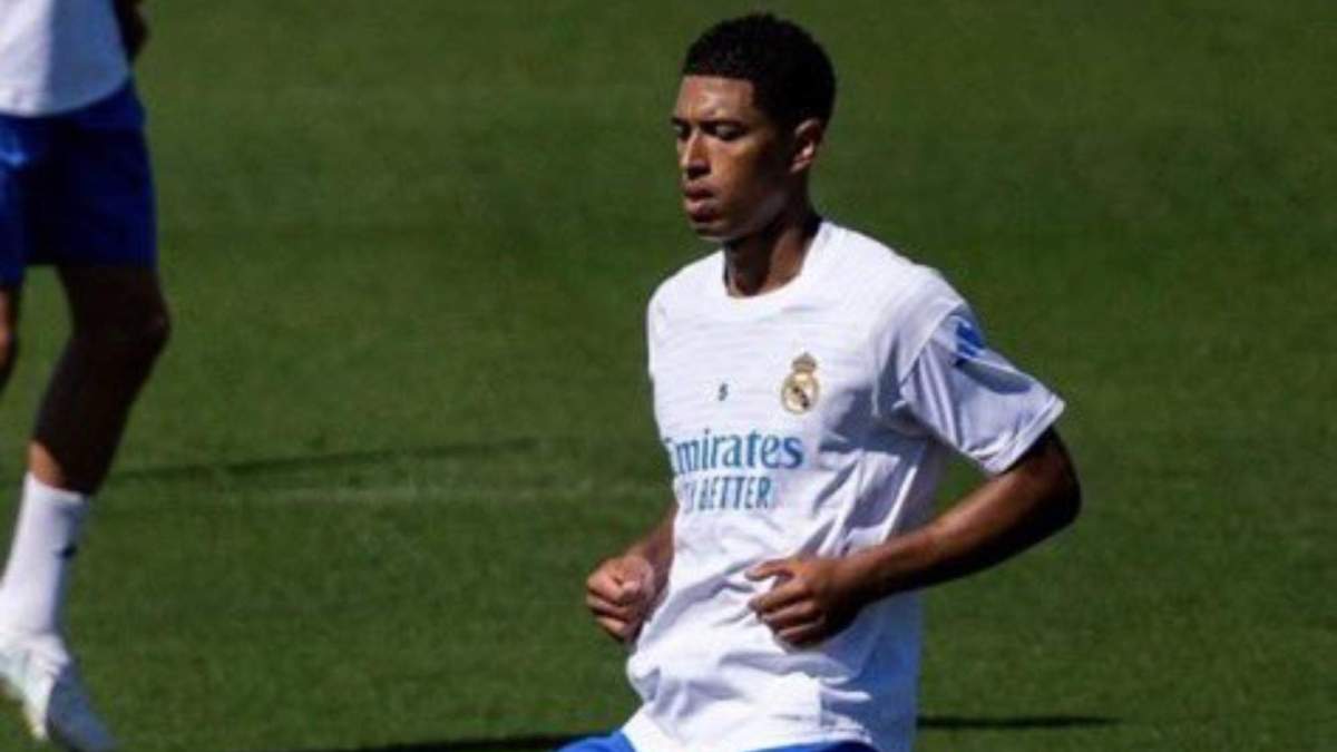 Bellingham en el entrenamiento previo al partido ante el Marsella
