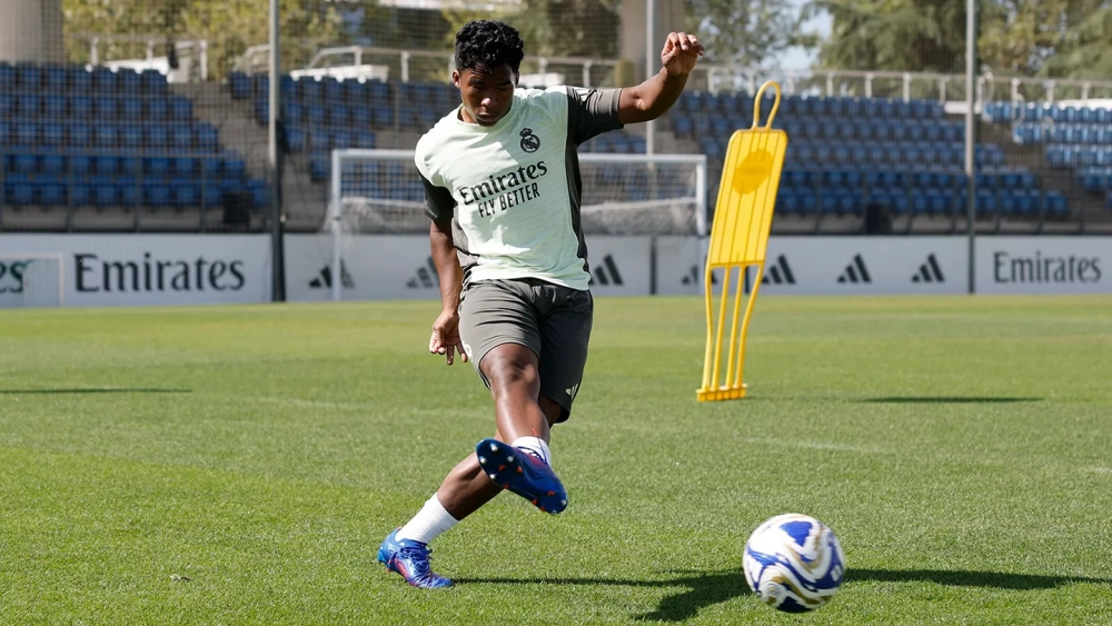 Endrick durante un entrenamiento del Real Madrid.
