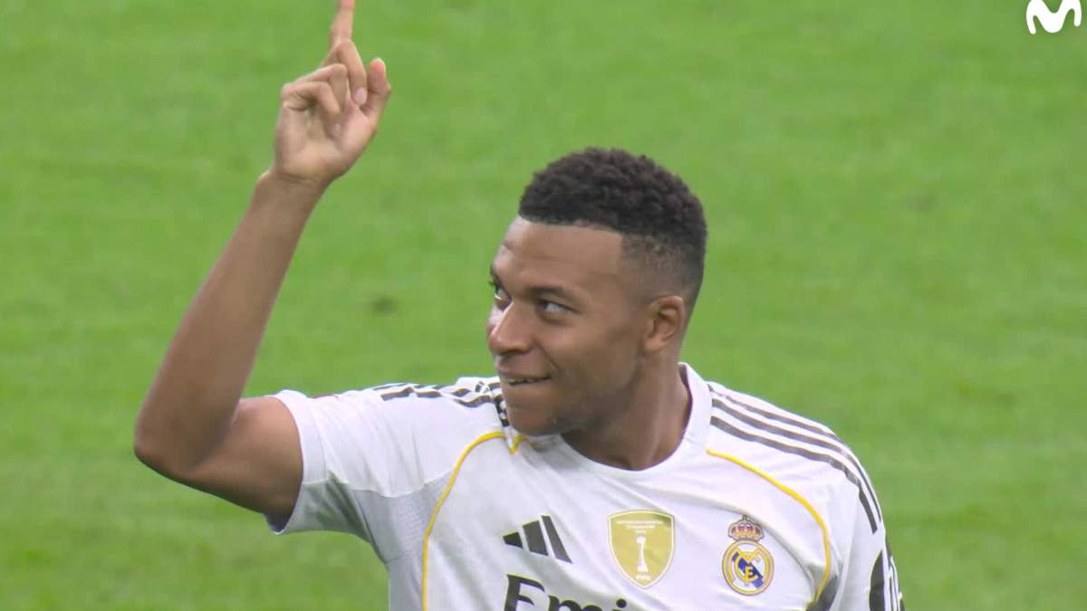 Kylian Mbappé, celebrando su gol ante el Espanyol. Kylian Mbappé, celebrando su gol ante el Espanyol.