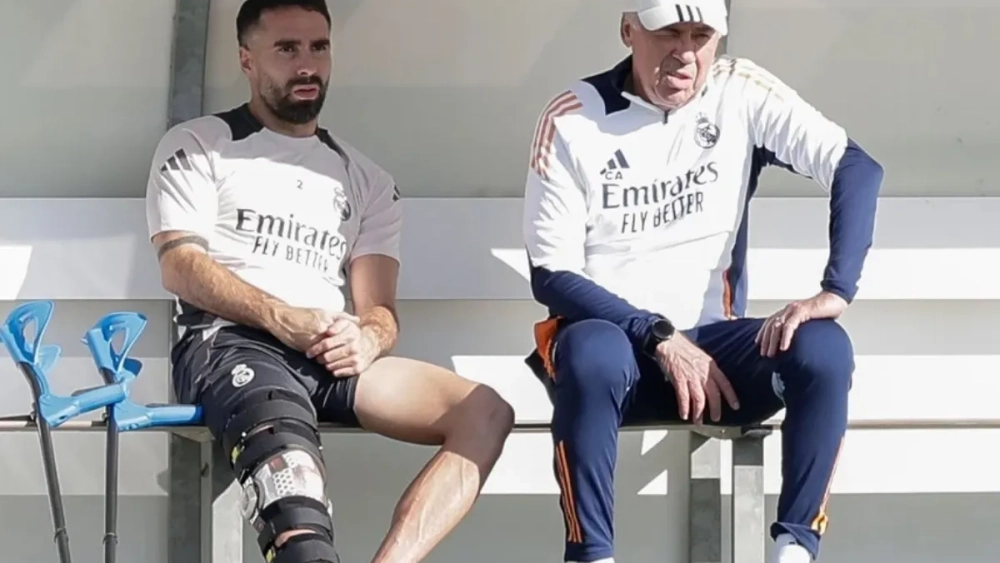 Dani Carvajal y Carlo Ancelotti, en Valdebebas. Dani Carvajal y Carlo Ancelotti, en Valdebebas.