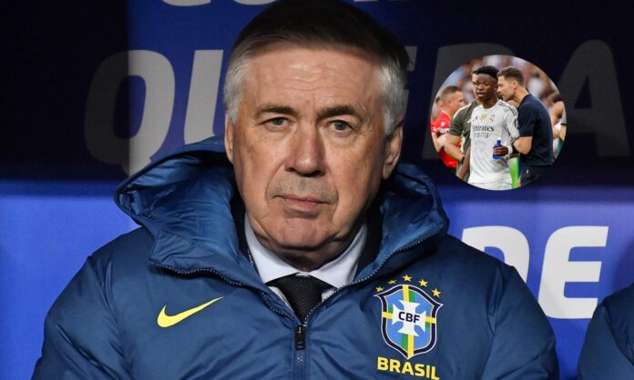 Carlo Ancelotti con la Selección Brasileña y una foto de Vinícius Júnior y Xabi Alonso. 