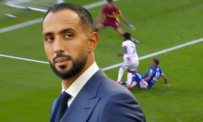 Benatia y una captura de uno de los penaltis del Real Madrid - Olympique de Marsella. 