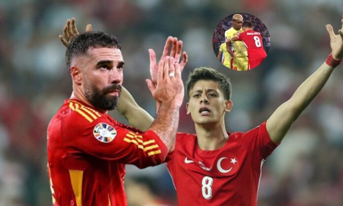 Dani Carvajal y Arda Güler con sus selecciones y una foto del empujón a Lamine. 