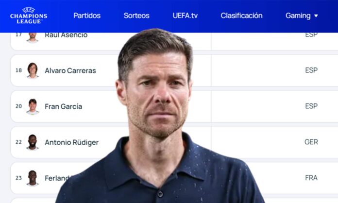 Xabi Alonso y una captura de la página de la UEFA.