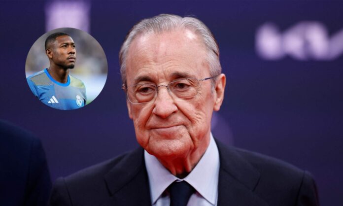 Florentino Pérez y una foto de David Alaba.