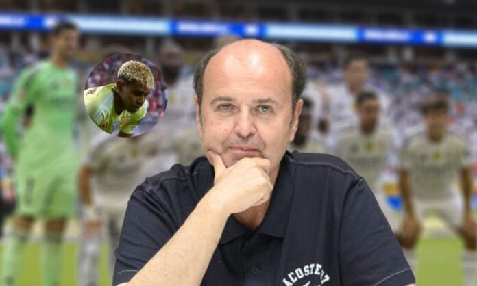 Juanma Rodríguez, una foto de Lamine Yamal y un once del Real Madrid difuminado.