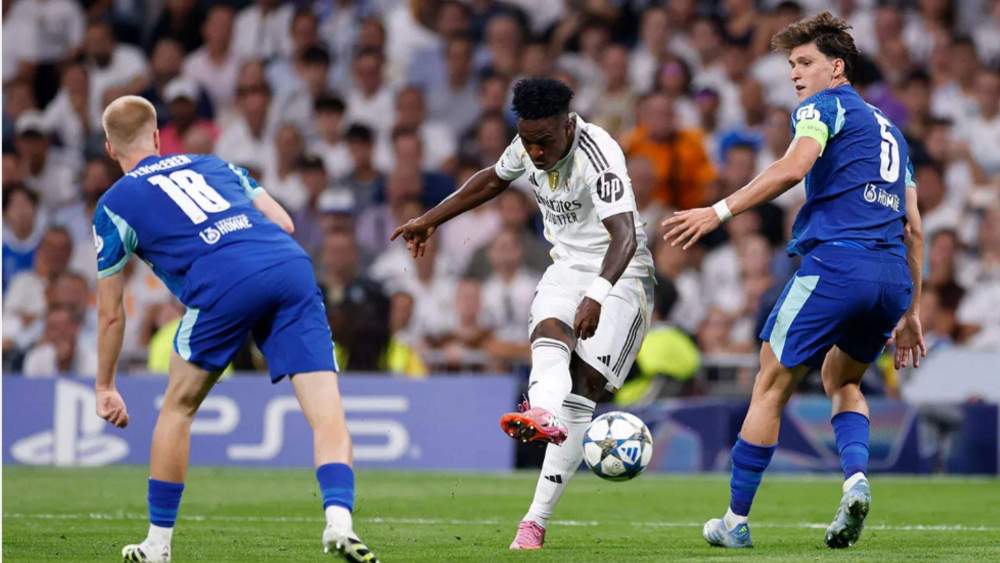 Vinícius dispara a puerta en el Real Madrid-Olympique de Marsella Vinícius dispara a puerta en el Real Madrid-Olympique de Marsella