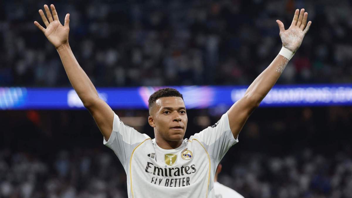 Kylian Mbappé, celebrando un gol con el Real Madrid durante un partido de Champions de esta temporada. Kylian Mbappé, celebrando un gol con el Real Madrid durante un partido de Champions de esta temporada.