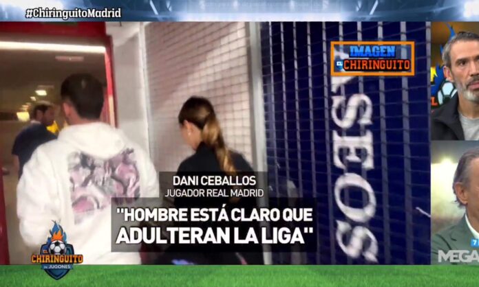 Dani Ceballos hablando para el micrófono de El Chiringuito.