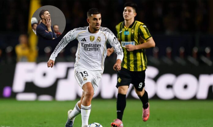 Dani Ceballos jugando contra el Kairat Almaty y una foto de Xabi Alonso.