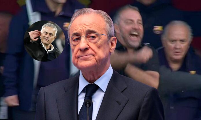 Florentino Pérez, José Mourinho y Hansi Flick.