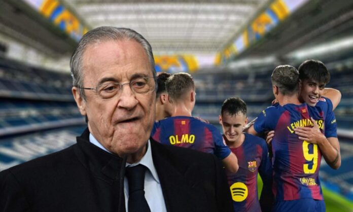 Florentino Pérez, jugadores del Barcelona y el Santiago Bernabéu.