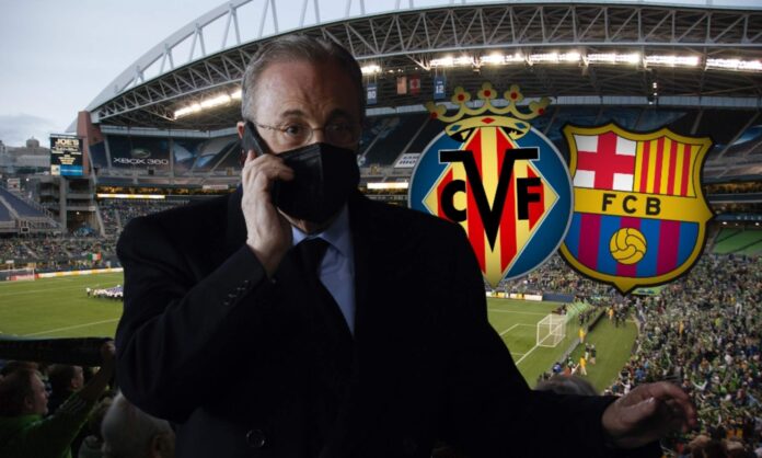 Florentino Pérez, presidente del Real Madrid, intentó por todos lados abortar los planes de Javier Tebas, que ha querido llevarse el Villarreal-Barça a Estados Unidos.