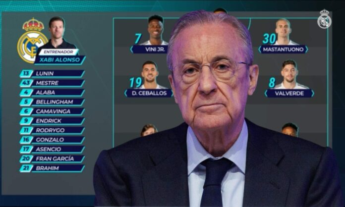 La reacción de Florentino al once del Real Madrid ante el Villarreal: 