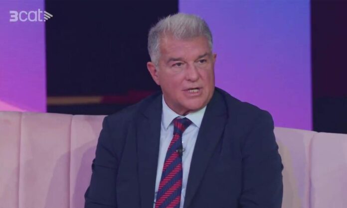 Joan Laporta concediendo una entrevista y hablando sobre religión.