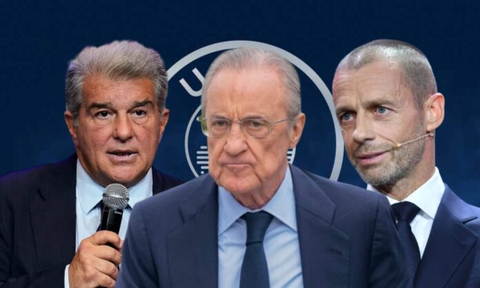 Florentino Pérez ha tomado nota después de que Joan Laporta haya admitido que ha vuelto al paraguas de la UEFA para protegerse.