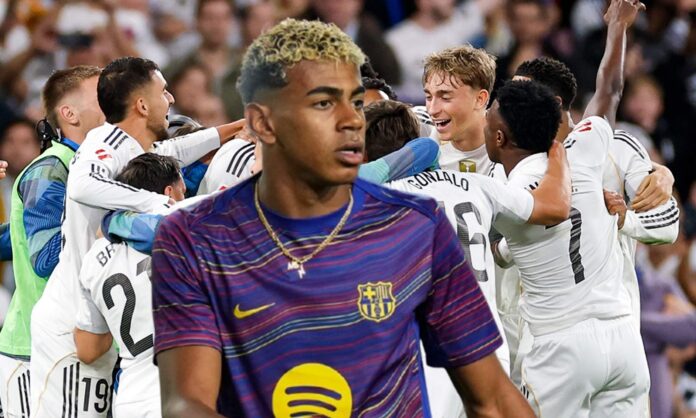 No solo Carvajal los españoles del Real Madrid no tragan Lamine Yamal y los jugadores del Real Madrid celebrando un gol.