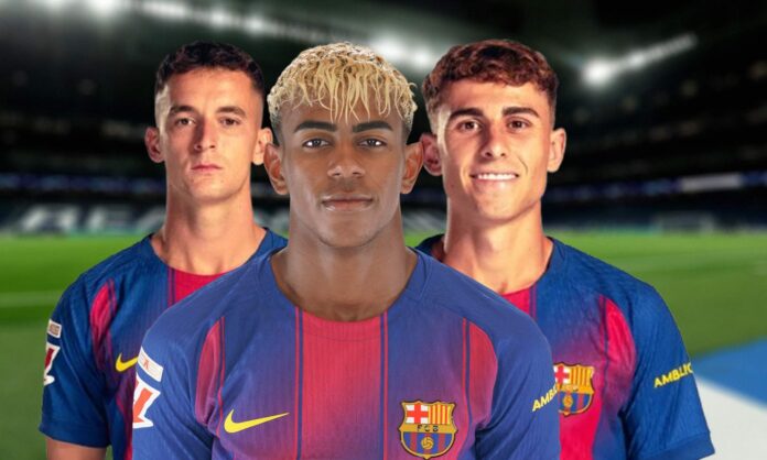 Lamine Yamal, Marc Casadó, Fermín López y el Santiago Bernabéu.