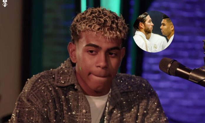 Lamine Yamal en la Kings League y una foto de Sergio Ramos y Casemiro.