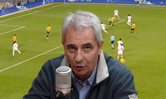 Manolo Lama y una captura de Kairat Almaty y el Real Madrid.