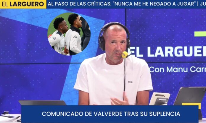 Manu Carreño en El Larguero y una foto de Vinícius Júnior y Rodrygo Goes.