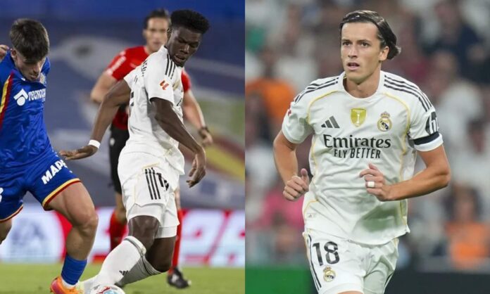 Aurelién Tchouameni y Álvaro Carreras han sido los principales futbolistas del Real Madrid que han notado la rareza del césped del Coliseum de Getafe.