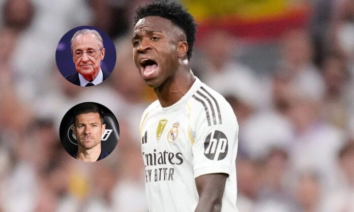 La postura del Real Madrid en la renovación de Vinicius Vinícius Júnior y una foto de Florentino Pérez y Xabi Alonso.