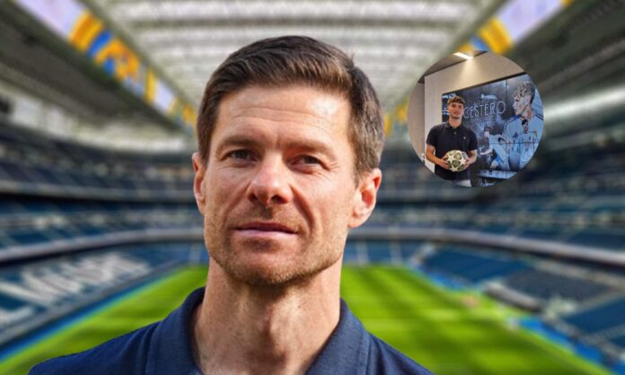 Xabi Alonso, Cestero y una foto del Santiago Bernabéu.