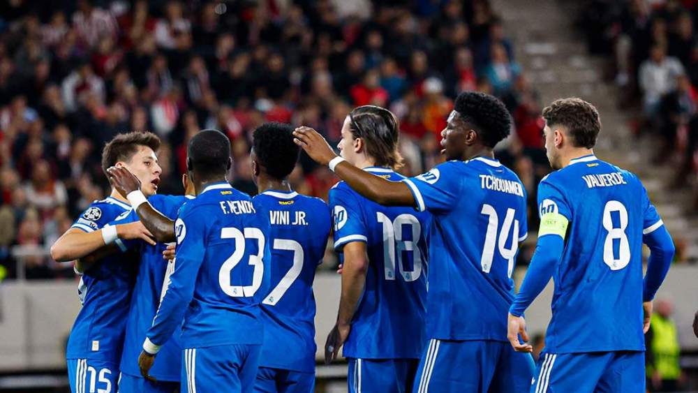 Jugadores del Real Madrid celebrando un gol. Jugadores del Real Madrid celebrando un gol.