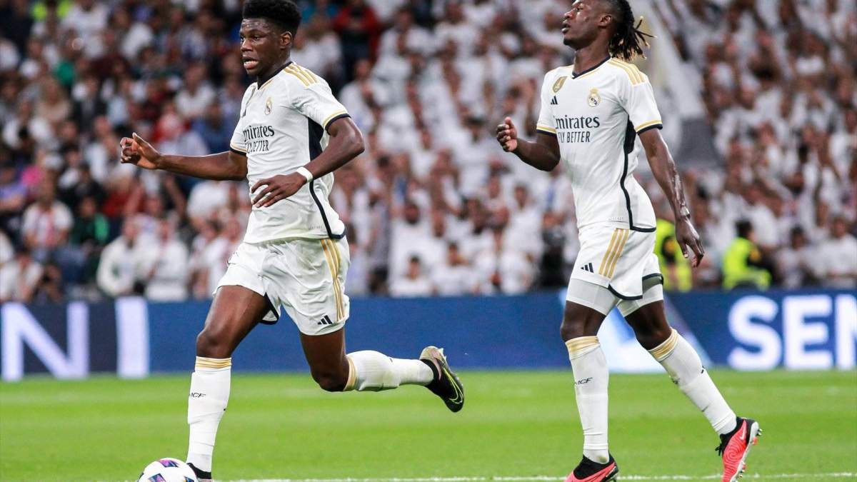 aurelien tchouameni y eduardo camavinga durante un partido con el real madrid aurelien tchouameni y eduardo camavinga durante un partido con el real madrid