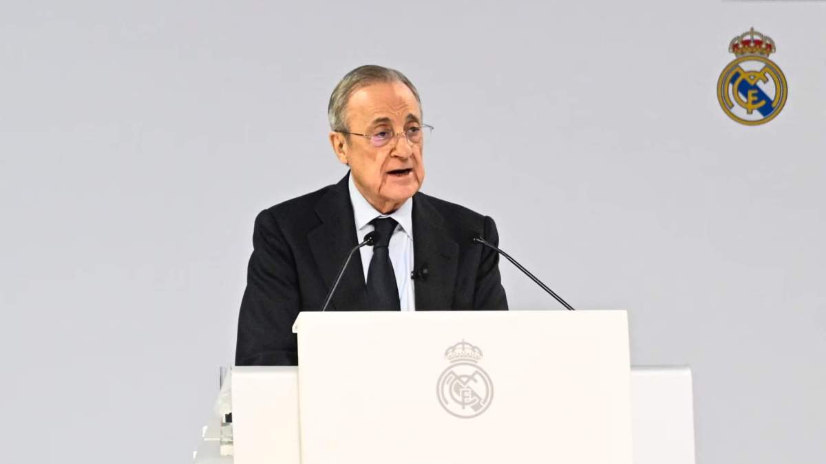 Florentino Pérez en la Asamblea de socios de 2024. 