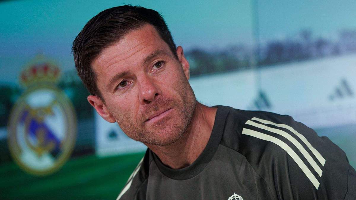 Xabi Alonso en una rueda de prensa del Real Madrid. Xabi Alonso en una rueda de prensa del Real Madrid.
