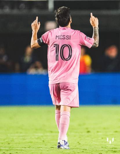 Leo Messi jugando un partido en Miami.